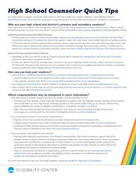 High School Counselor Quick Tips